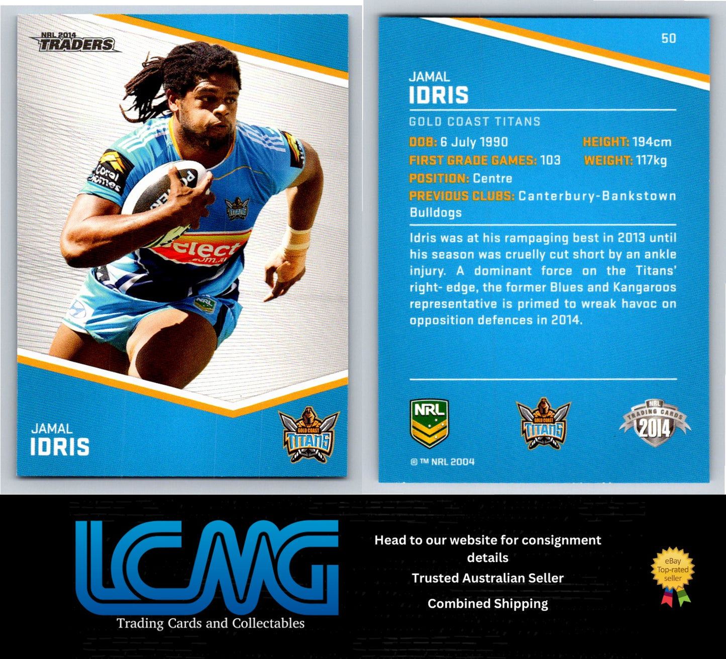 Card #  50 Jamal Idris  NRL 2014 Traders  Gold Coast Titans