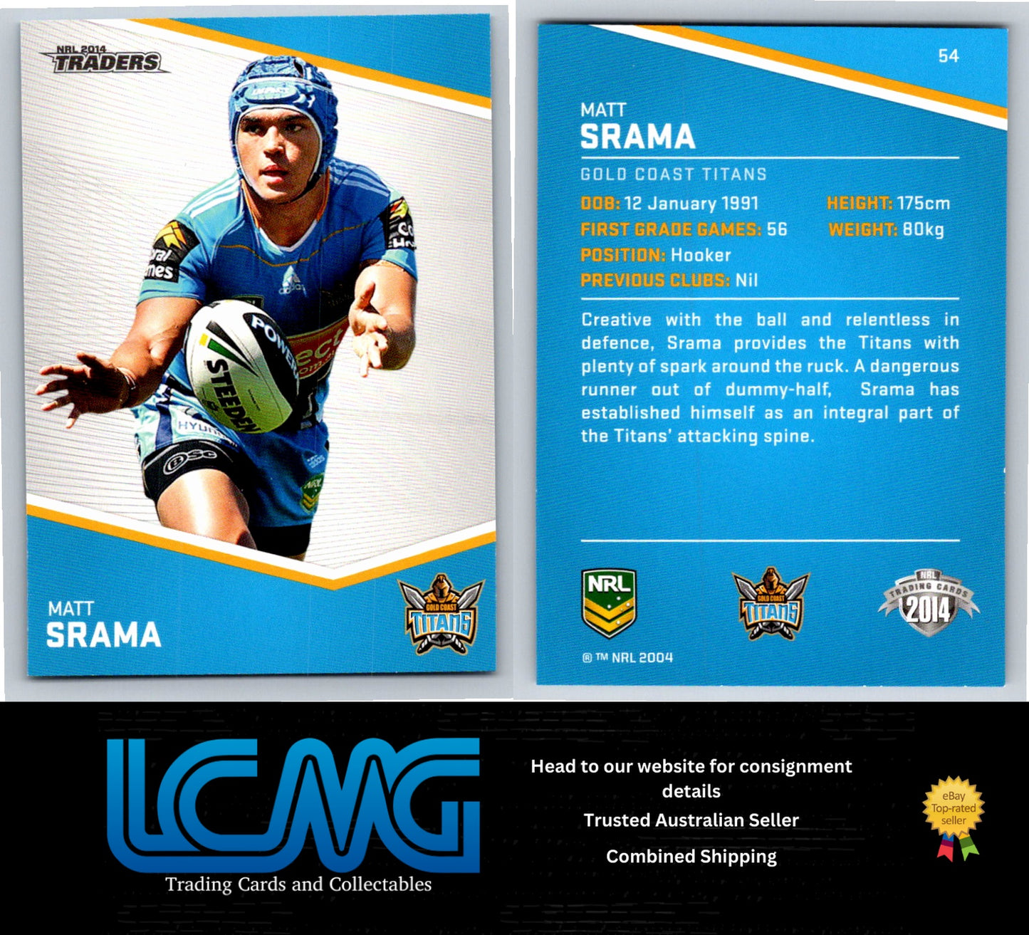 Card #  54 Matt Srama  NRL 2014 Traders  Gold Coast Titans
