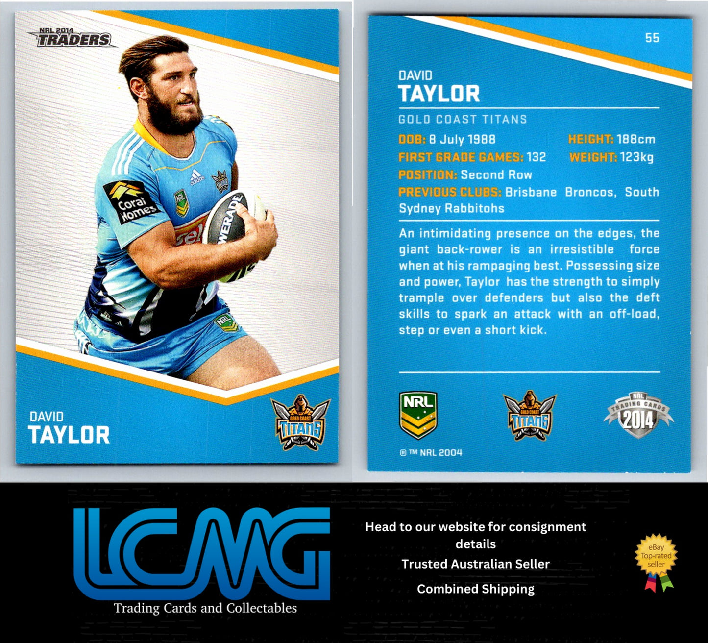 Card #  55 David Taylor  NRL 2014 Traders  Gold Coast Titans