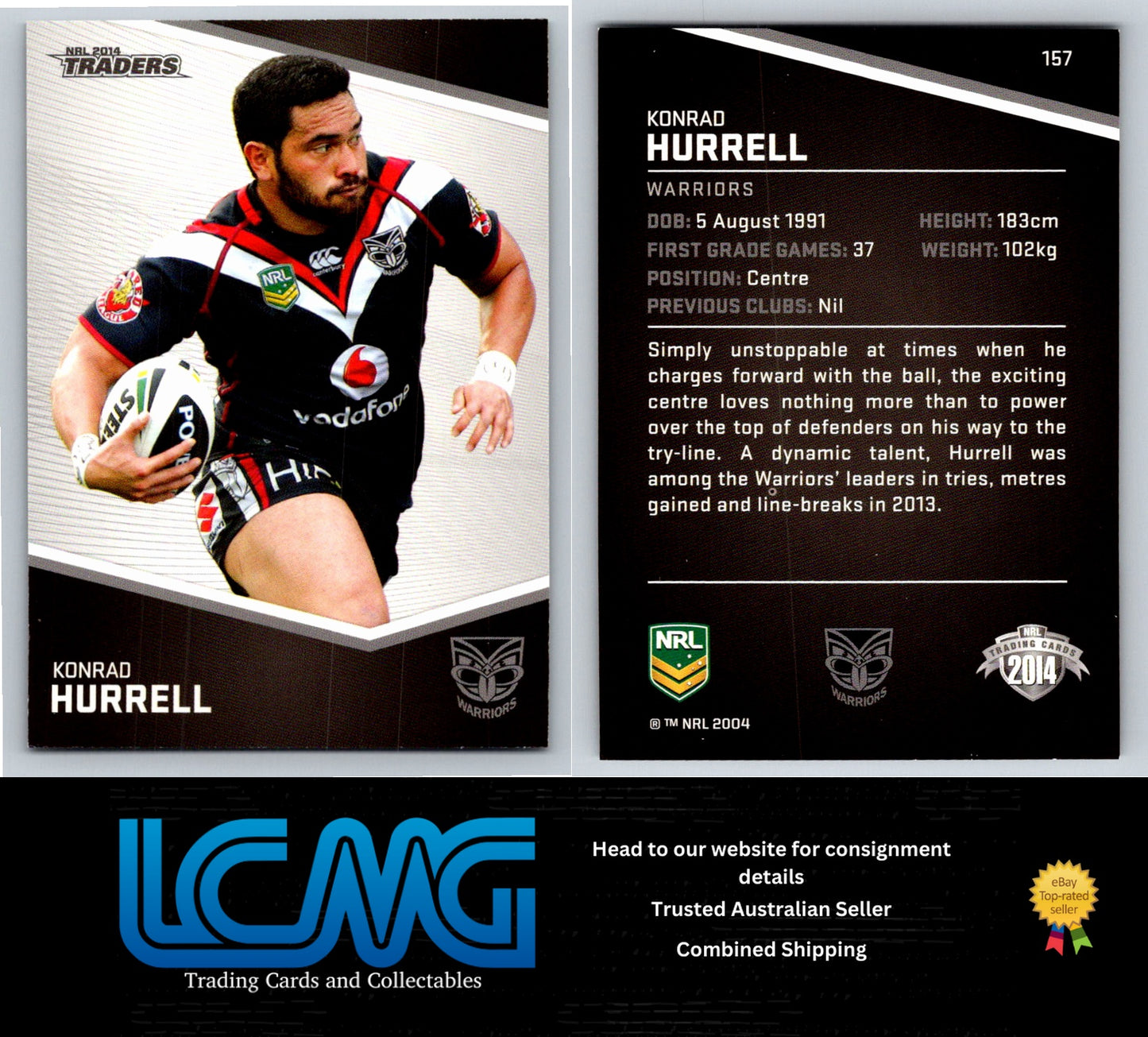Card #  157 Konrad Hurrell  NRL 2014 Traders  Warriors