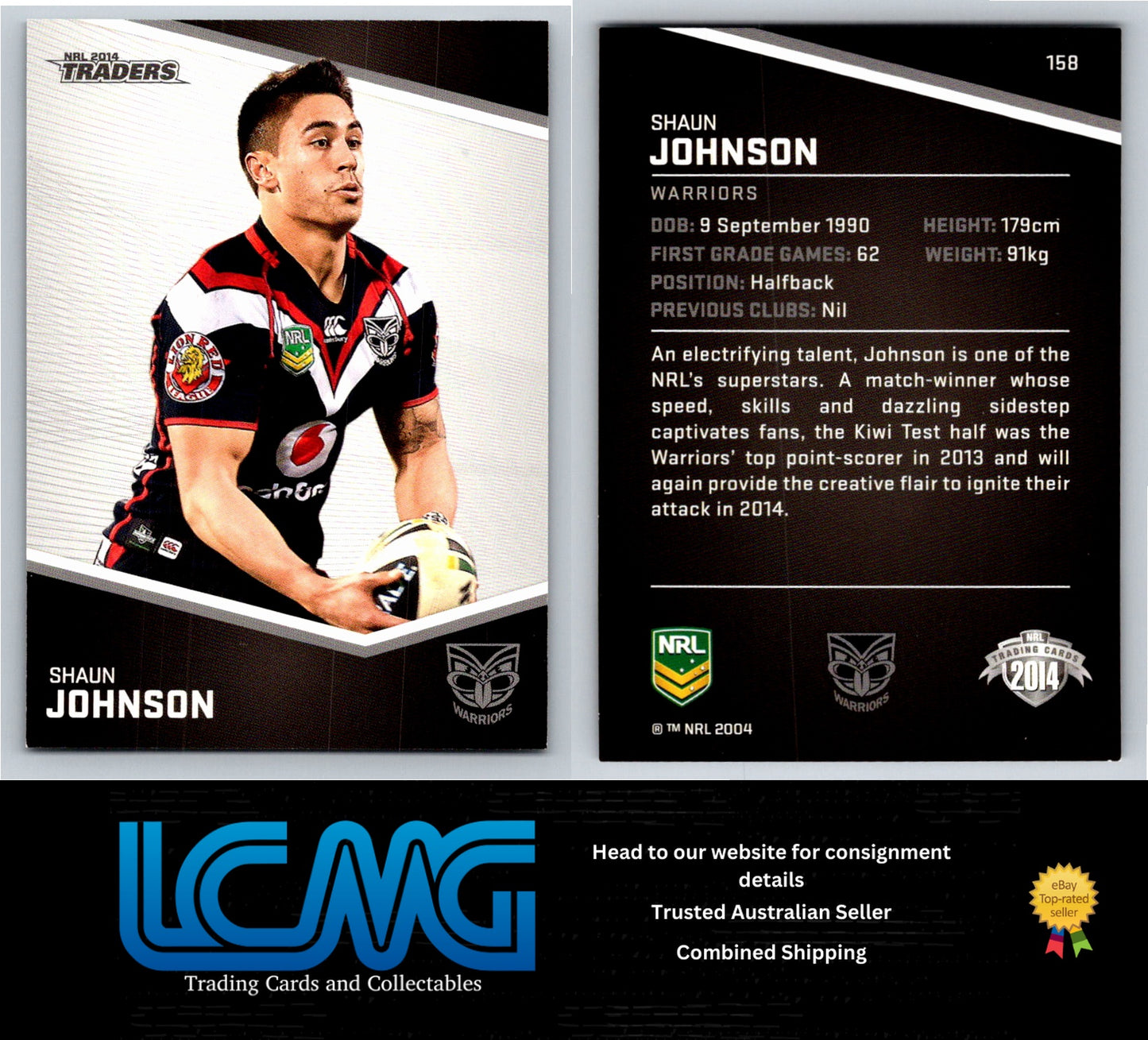 Card #  158 Shaun Johnson  NRL 2014 Traders  Warriors