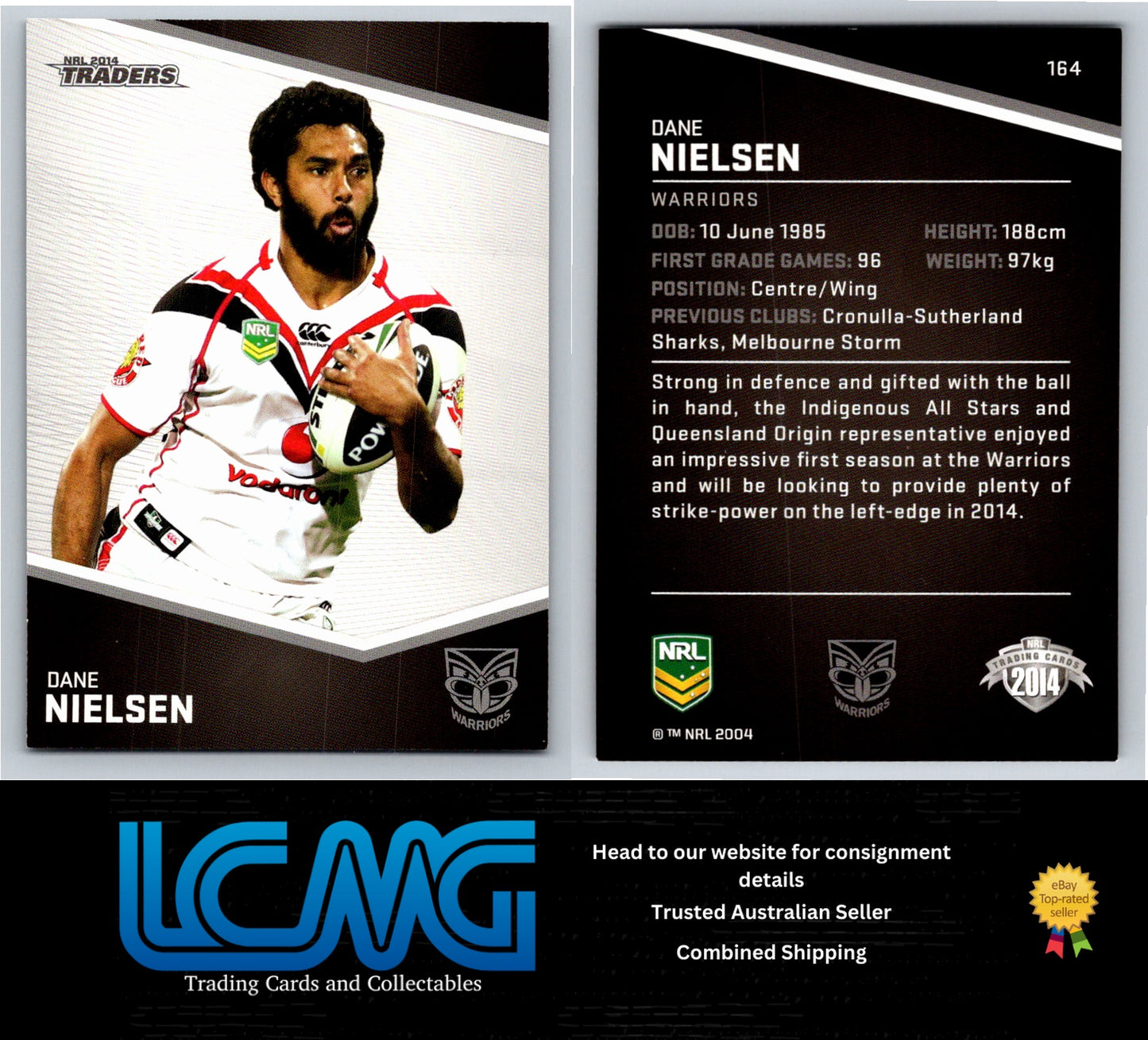 Card #  164 Dane Nielson  NRL 2014 Traders  Warriors