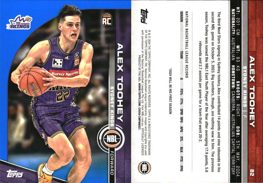 2023-24 Topps NBL Blue Parallel Alex Toohey Rookie Sydney Kings