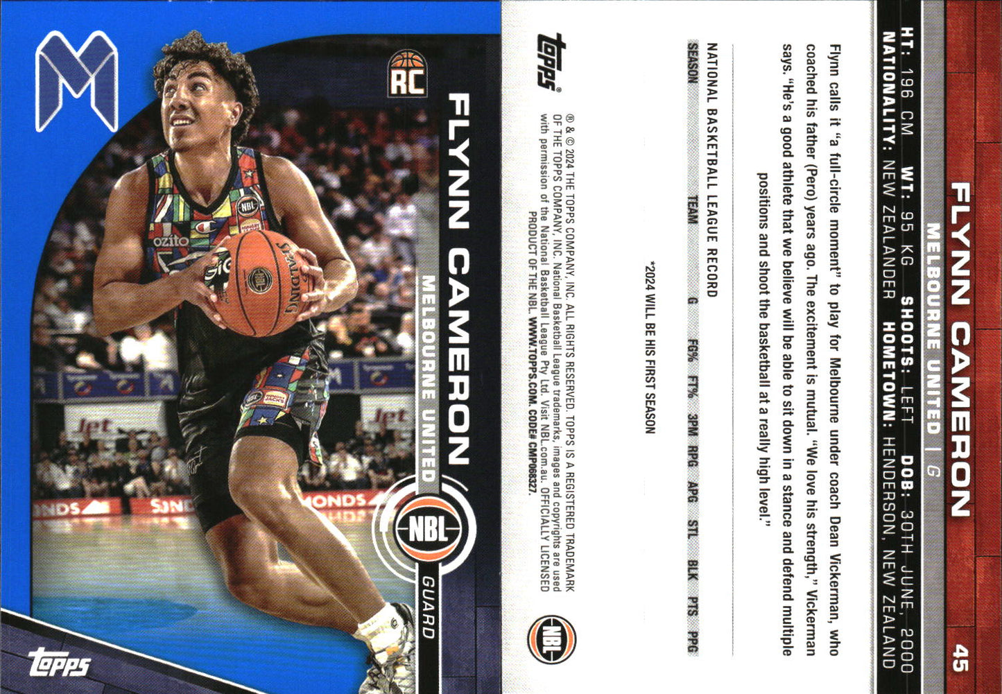 2023-24 Topps NBL Blue Parallel Flynn Cameron Melbourne United