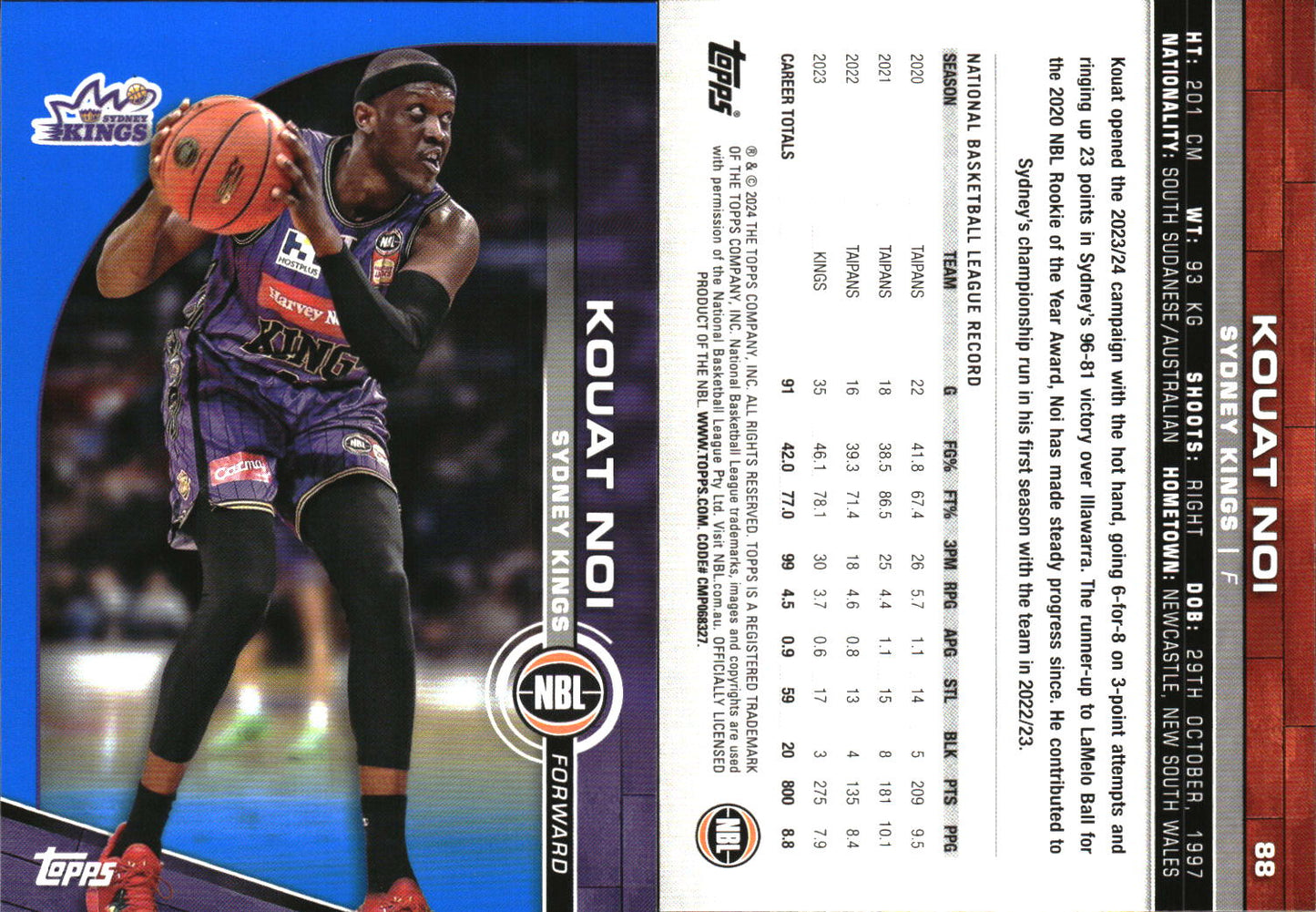2023-24 Topps NBL Blue Parallel Kouat Noi Sydney Kings