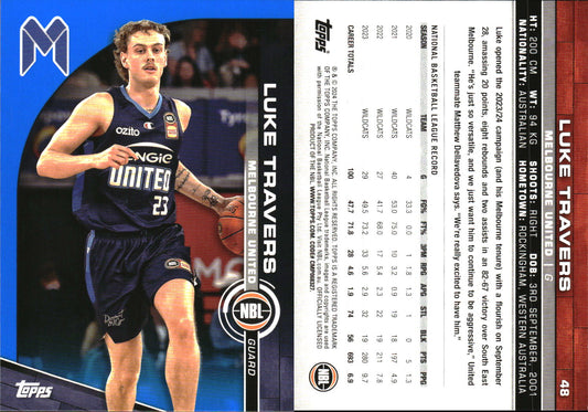 2023-24 Topps NBL Blue Parallel Luke Travers Melbourne United