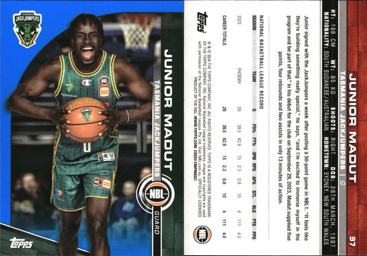 2023-24 Topps NBL Blue Parallel Junior Madut Tasmania JackJumpers