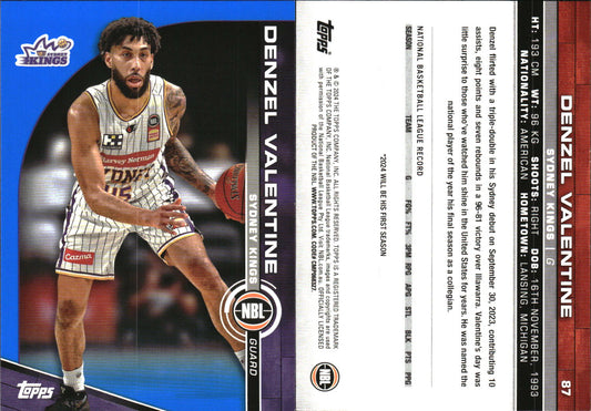 2023-24 Topps NBL Blue Parallel Denzel Valentine Sydney Kings