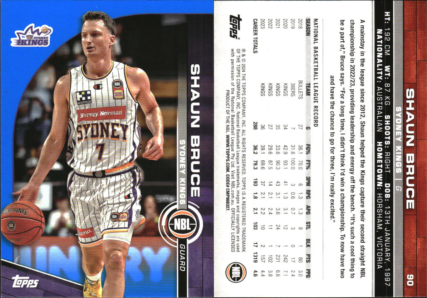 2023-24 Topps NBL Blue Parallel Shaun Bruce Sydney Kings