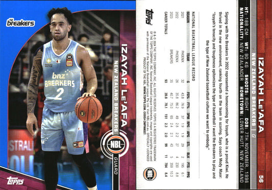 2023-24 Topps NBL Blue Parallel Izayah Le'Afa NZ Breakers