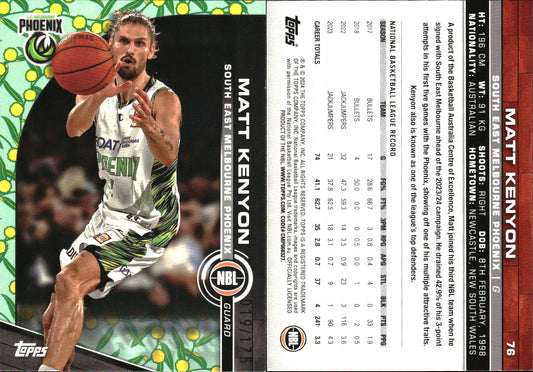 2023 2024 Topps NBL Golden Wattle /175 Matt Kenyon SE Melbourne Phoenix