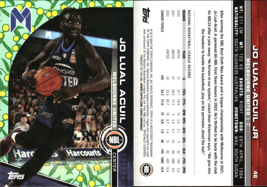 2023 2024 Topps NBL Golden Wattle /175 Jo Lual Acuil Melbourn United