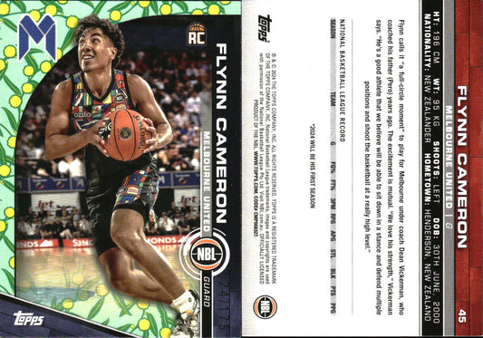 2023 2024 Topps NBL Golden Wattle /175 Flynn Cameron melbourne United Rookie