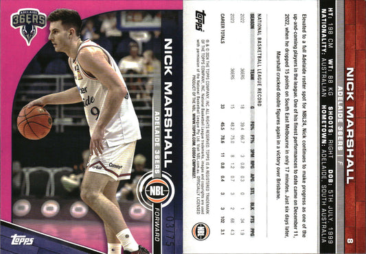 2023 2024 Topps NBL Fuschia Pink /75 Nick Marshall Adelaide 36ers