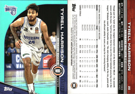2023 2024 Topps NBL Aqua /125 Tyrell Harrison Brisbane Bullets