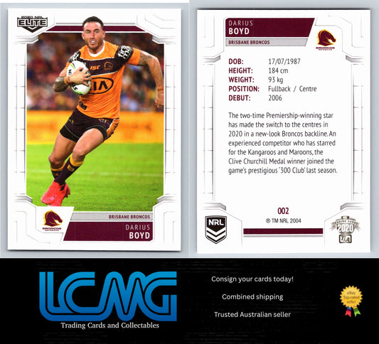Card #  002 Darius Boyd  2020 NRL Elite