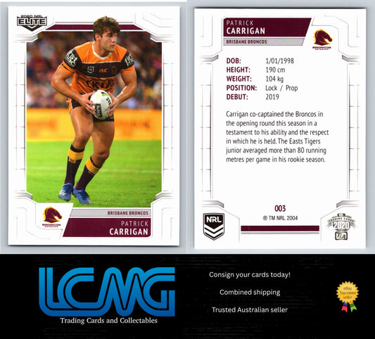 Card #  003 Patrick Carrigan  2020 NRL Elite