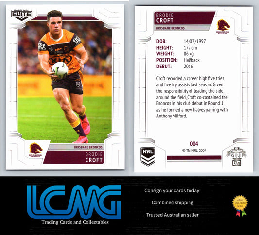 Card #  004 Brodie Croft  2020 NRL Elite