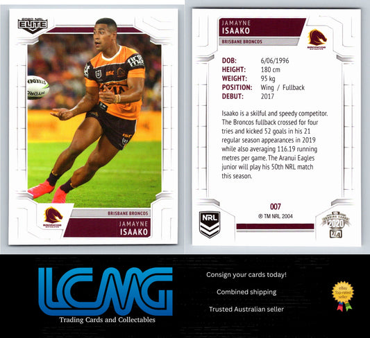 Card #  007 Jamayne Isaako  2020 NRL Elite