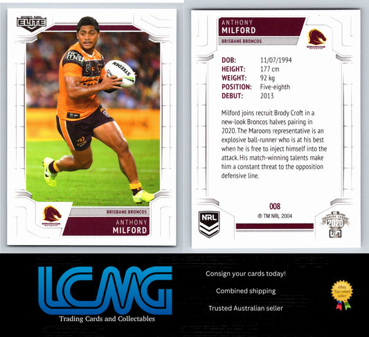 Card #  008 Anthony Milford  2020 NRL Elite