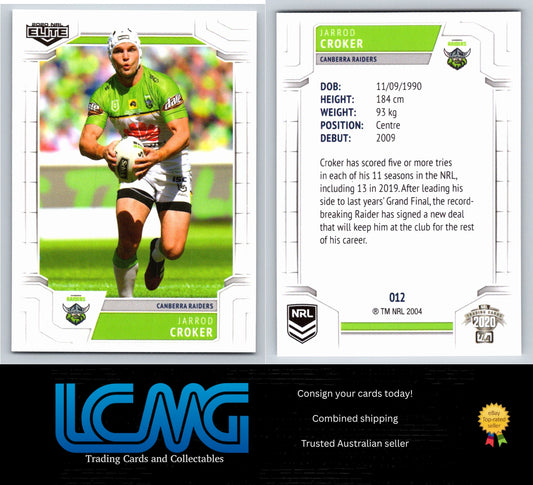Card #  012 Jarrod Croker  2020 NRL Elite