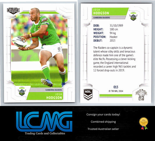 Card #  013 Josh Hodgson  2020 NRL Elite