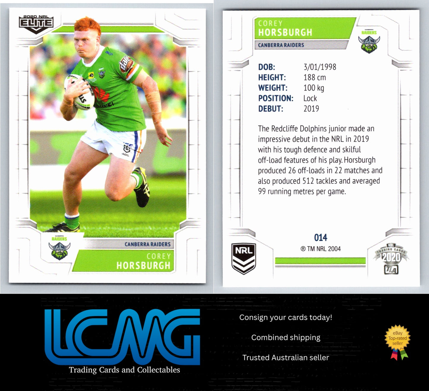 Card #  014 Corey Horsburgh  2020 NRL Elite