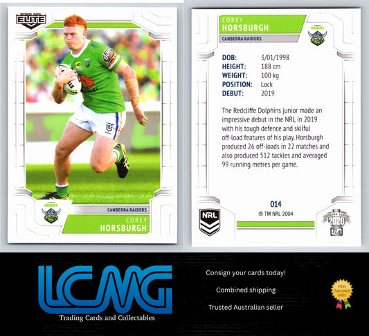 Card #  014 Corey Horsburgh  2020 NRL Elite