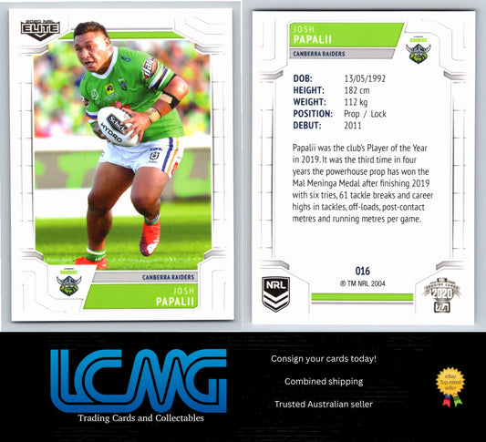 Card #  016 Josh Papalii  2020 NRL Elite