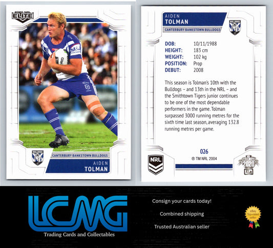 Card #  026 Aiden Tolman  2020 NRL Elite