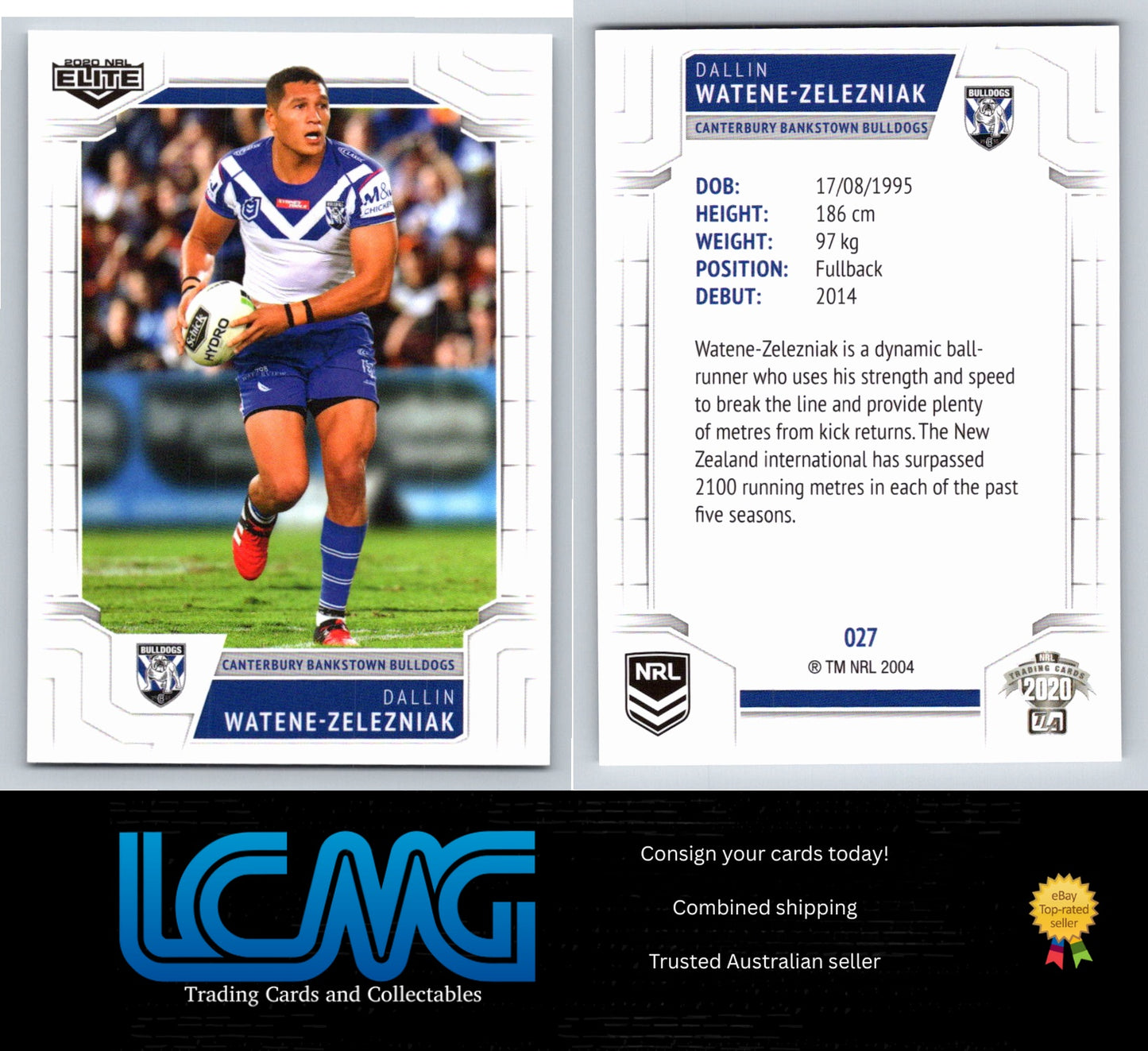 Card #  027 Dallin Watene-Zelezniak  2020 NRL Elite