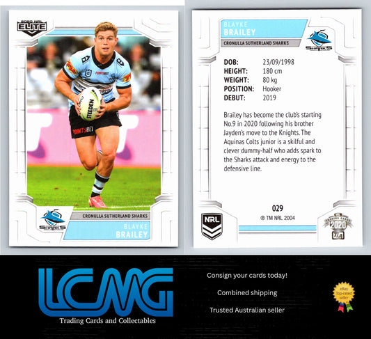 Card #  029 Blayke Brailey  2020 NRL Elite