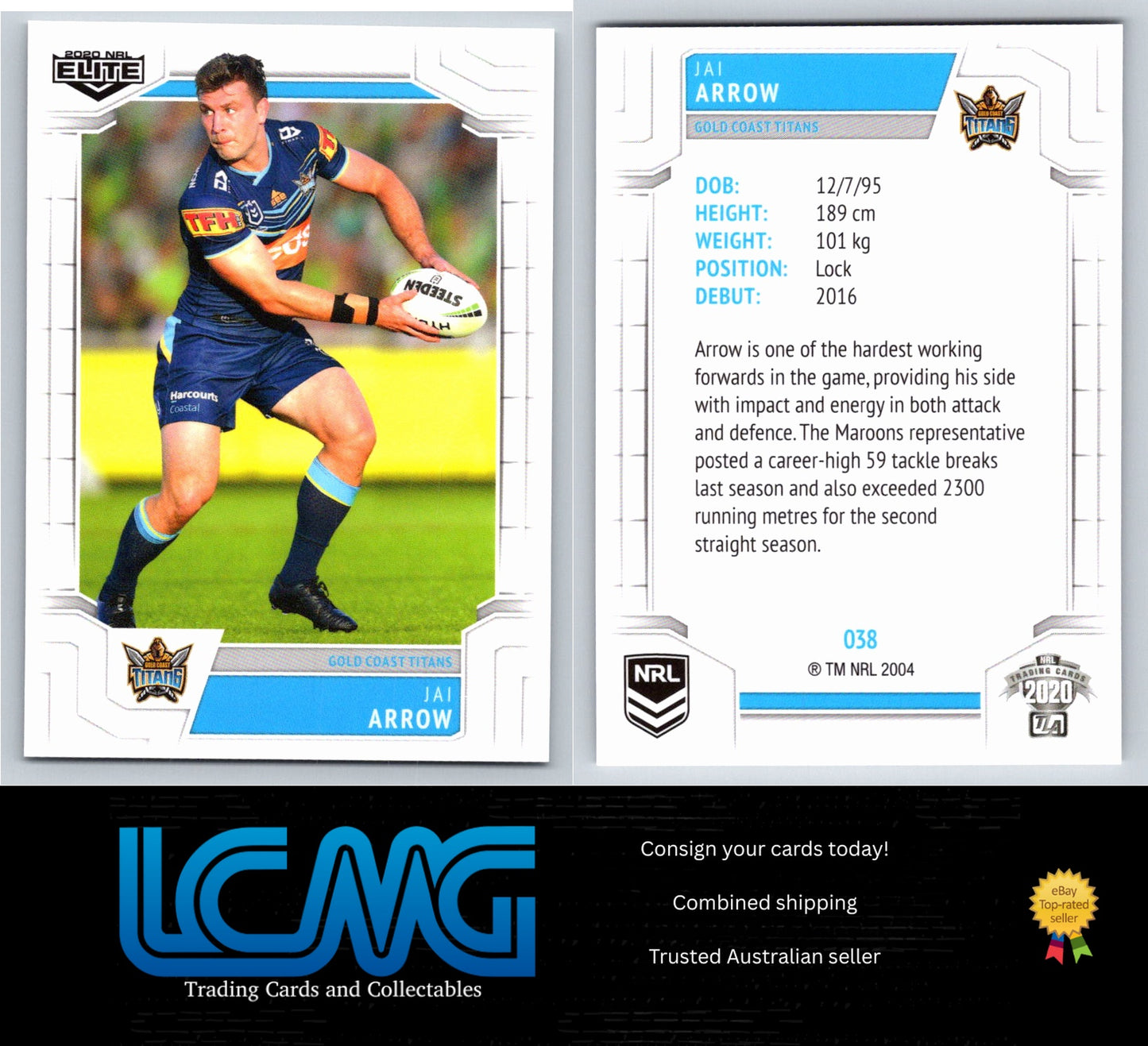 Card #  038 Jai Arrow  2020 NRL Elite