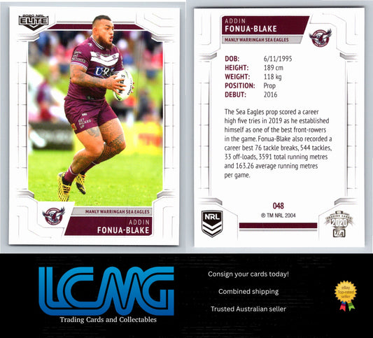 Card #  048 Addin Fonua-Blake  2020 NRL Elite