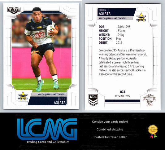 Card #  074 John Asiata  2020 NRL Elite