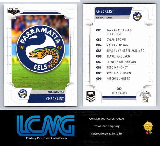 Card #  082 Parramatta Eels Checklist  2020 NRL Elite