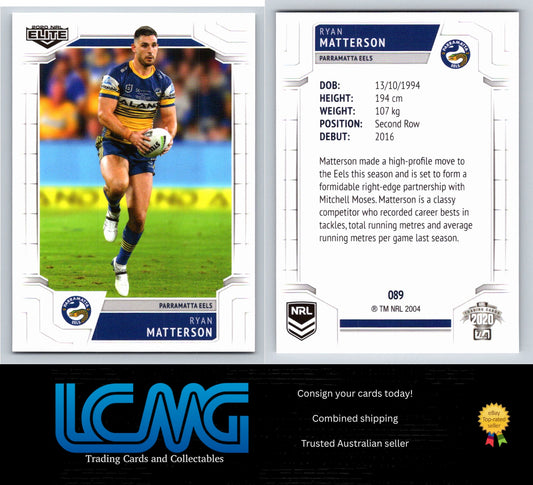 Card #  089 Ryan Matterson  2020 NRL Elite
