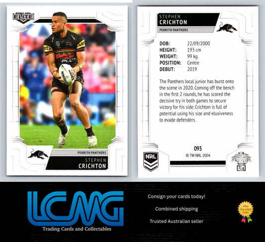Card #  093 Stephen Crichton  2020 NRL Elite
