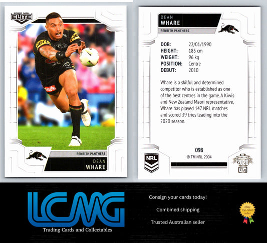 Card #  098 Dean Whare  2020 NRL Elite