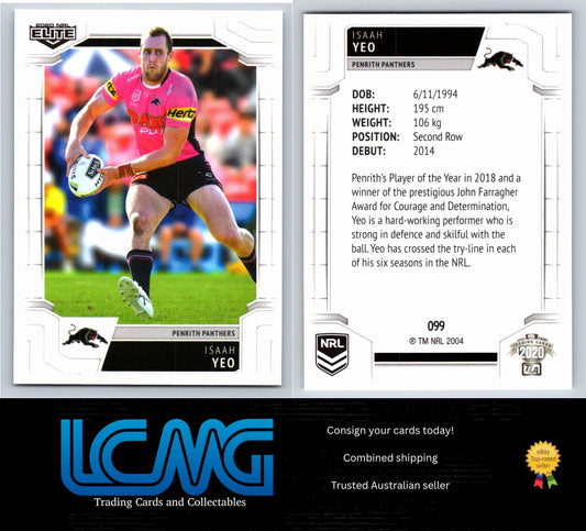 Card #  099 Isaah Yeo  2020 NRL Elite