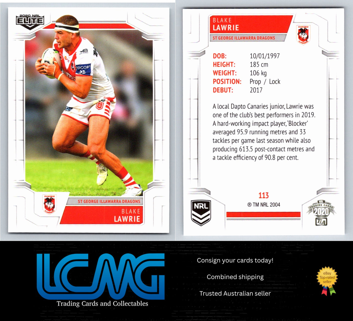 Card #  113 Blake Lawrie  2020 NRL Elite