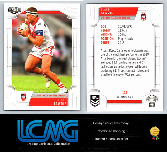 Card #  113 Blake Lawrie  2020 NRL Elite