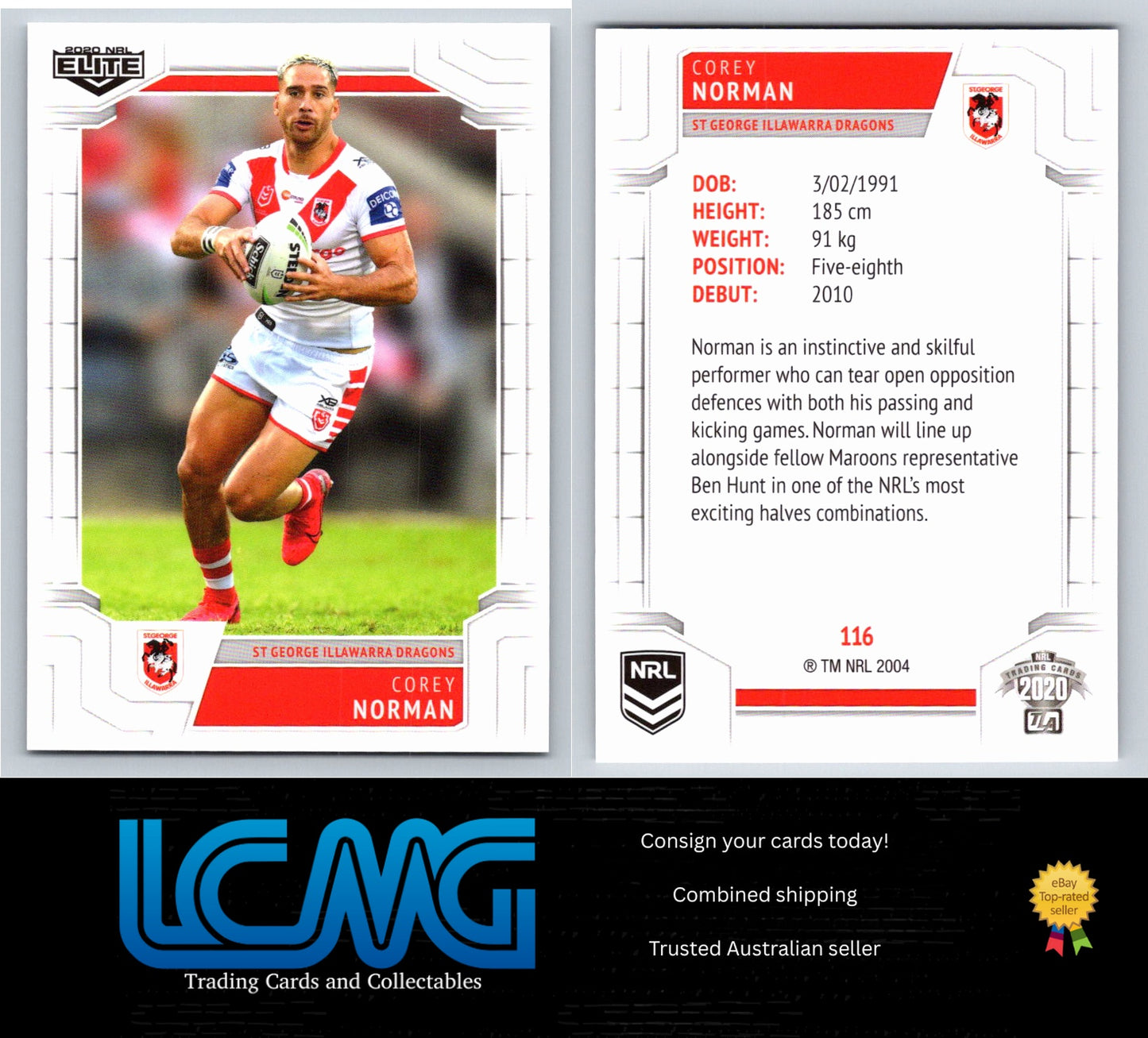 Card #  116 Corey Norman  2020 NRL Elite