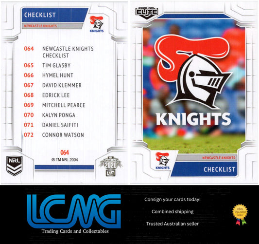 Card #  064 Newcastle Knights Checklist  2020 NRL Elite