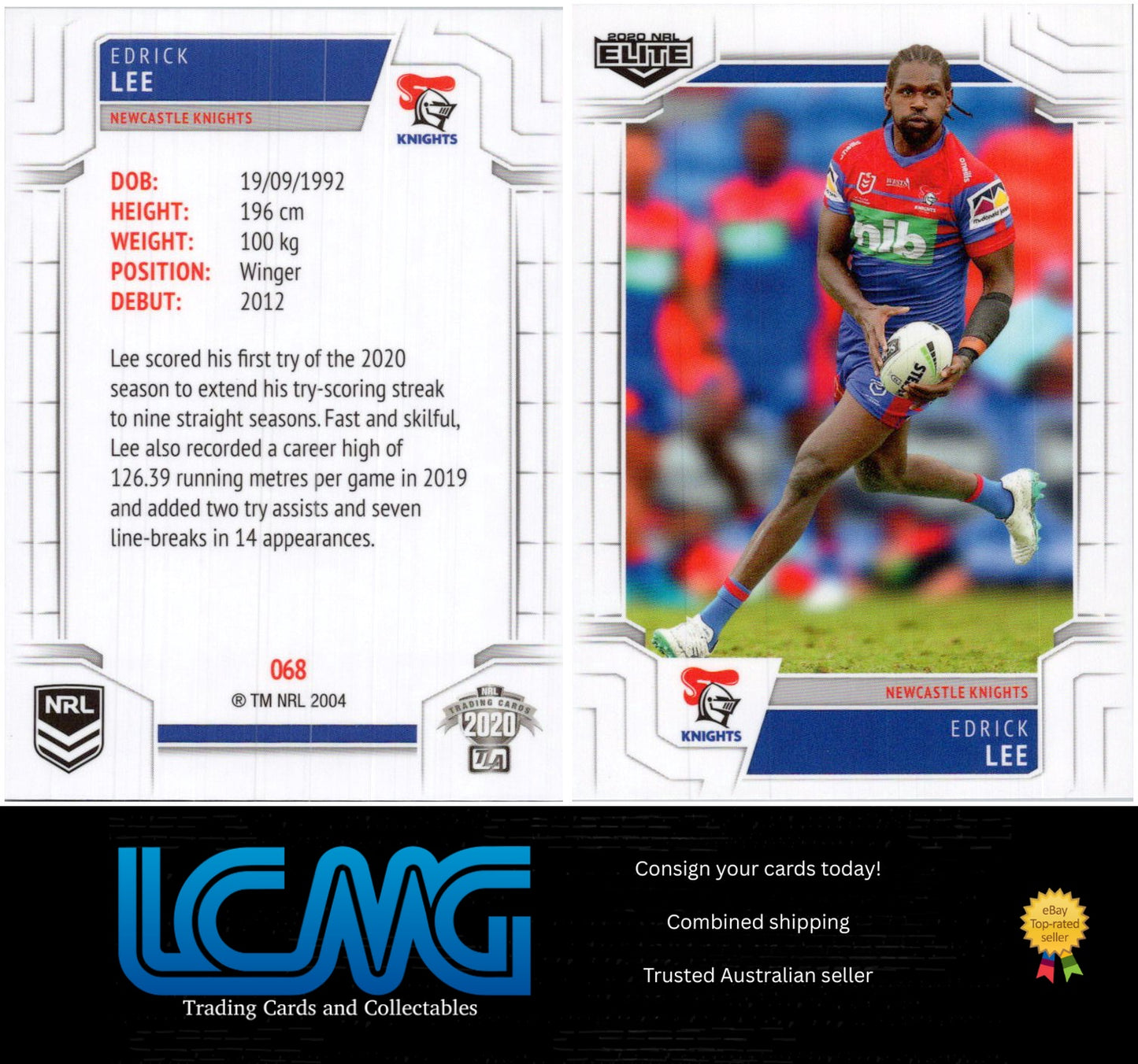 Card #  068 Edrick Lee  2020 NRL Elite