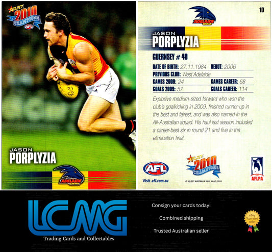 Card #  10 Jason Porplyzia  2010 AFL Champions