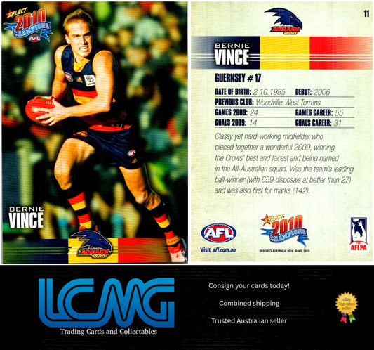 Card #  11 Bernie Vince  2010 AFL Champions