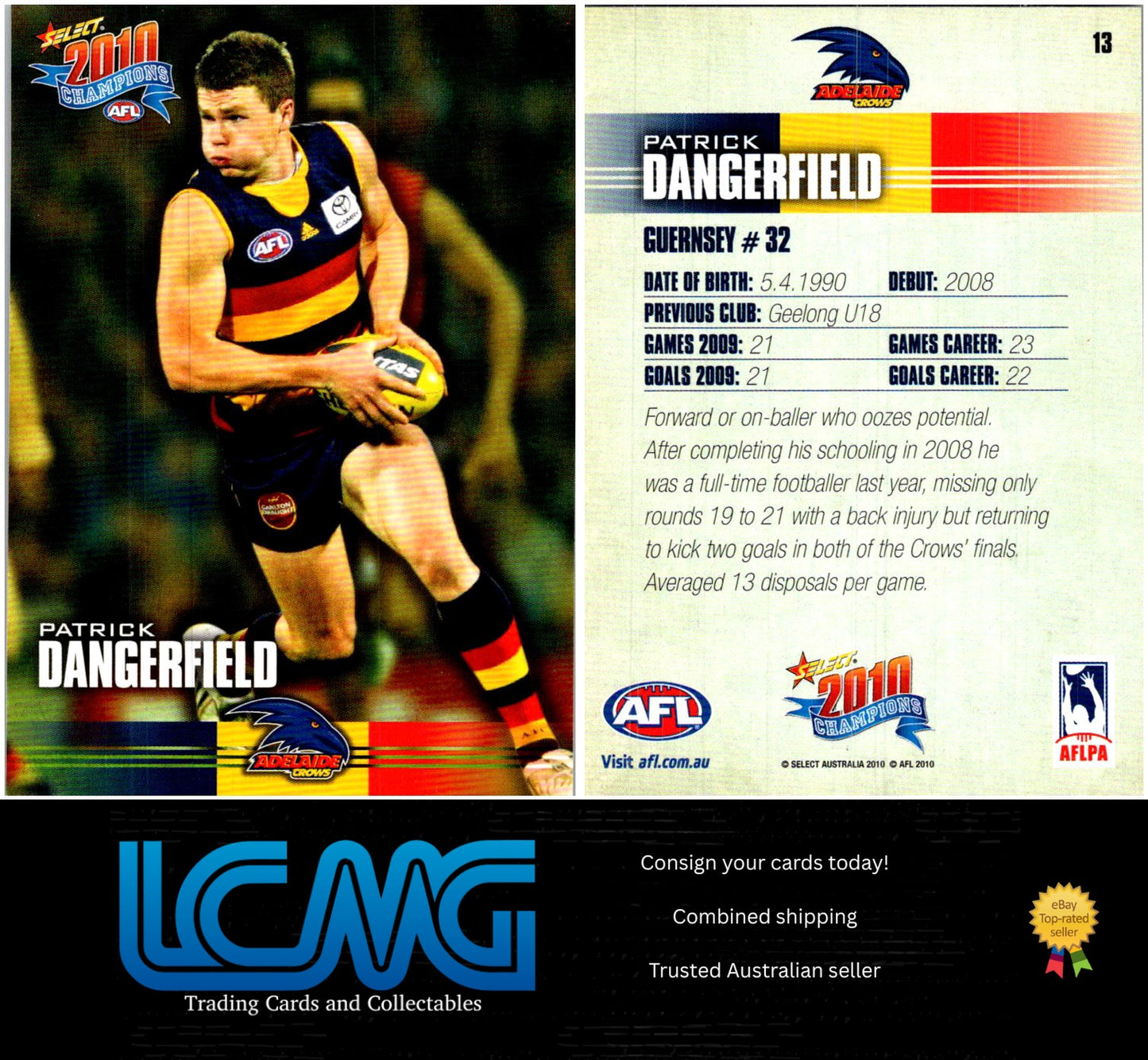 Card #  13 Patrick Dangerfield RC  2010 AFL Champions