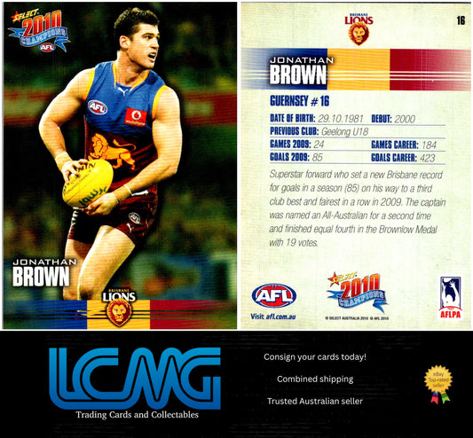 Card #  16 Jonathan Brown  2010 AFL Champions
