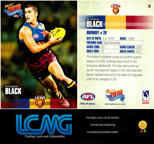 Card #  17 Simon Black  2010 AFL Champions